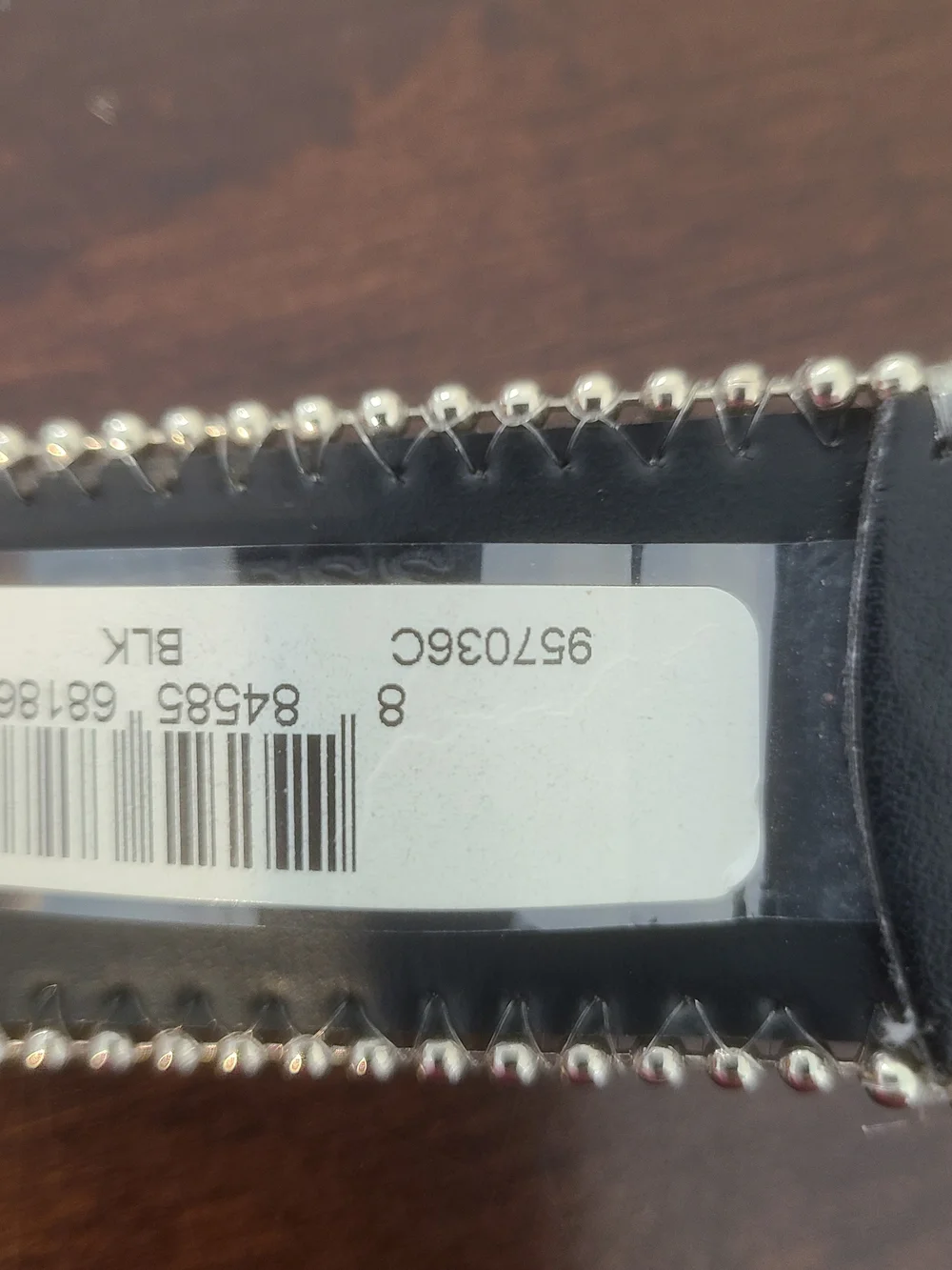 Guess Black Leather-Look Belt with Silver Beaded Edge